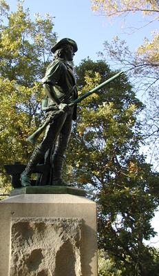 Side view of the minuteman statue
