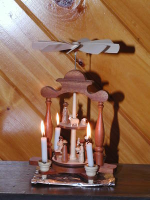 Nativity set with candles