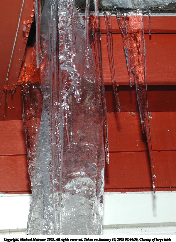 Closeup of large icicle