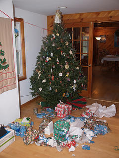 Christmas tree after opening the presents