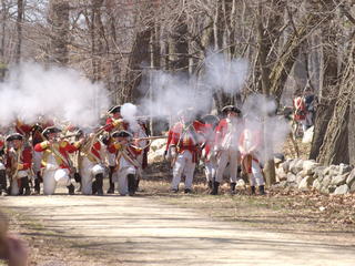 The redcoats return fire