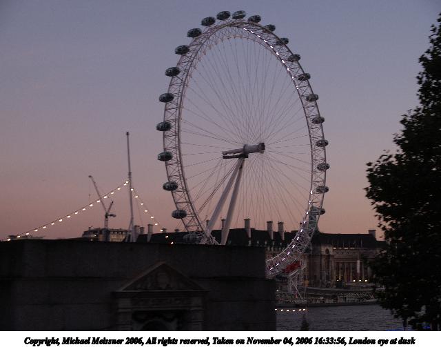 London eye at dusk