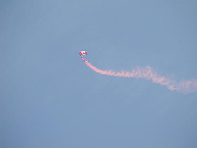 Skydiver with smoke