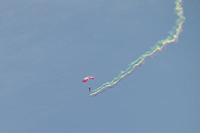 Skydiver with smoke #2