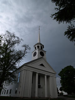 Groton church and clouds