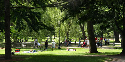 People enjoying the public gardens