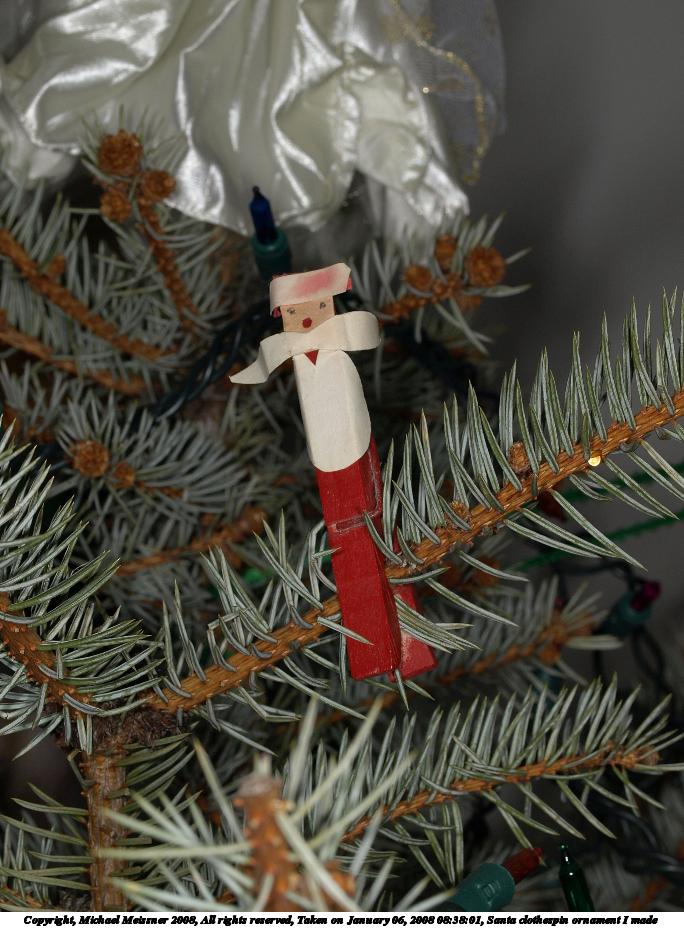 Santa clothespin ornament I made