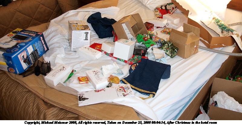 After Christmas in the hotel room