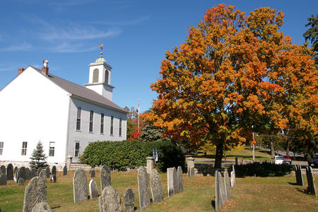 Harvard cemetery in fall