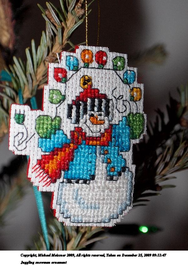 Juggling snowman ornament