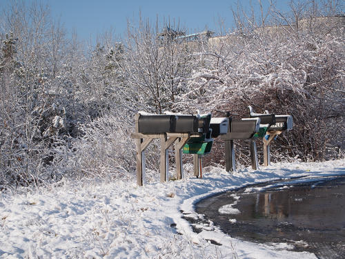 Mailboxes in snow
