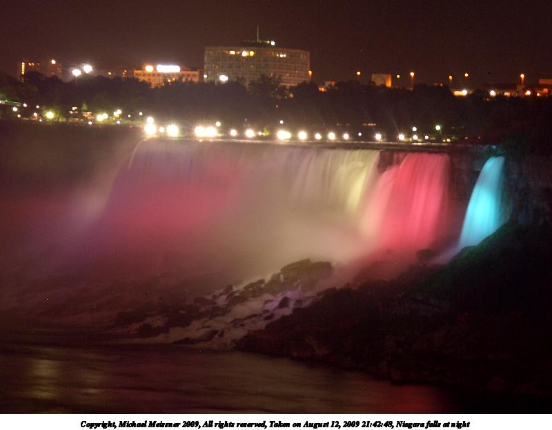 Niagara falls at night