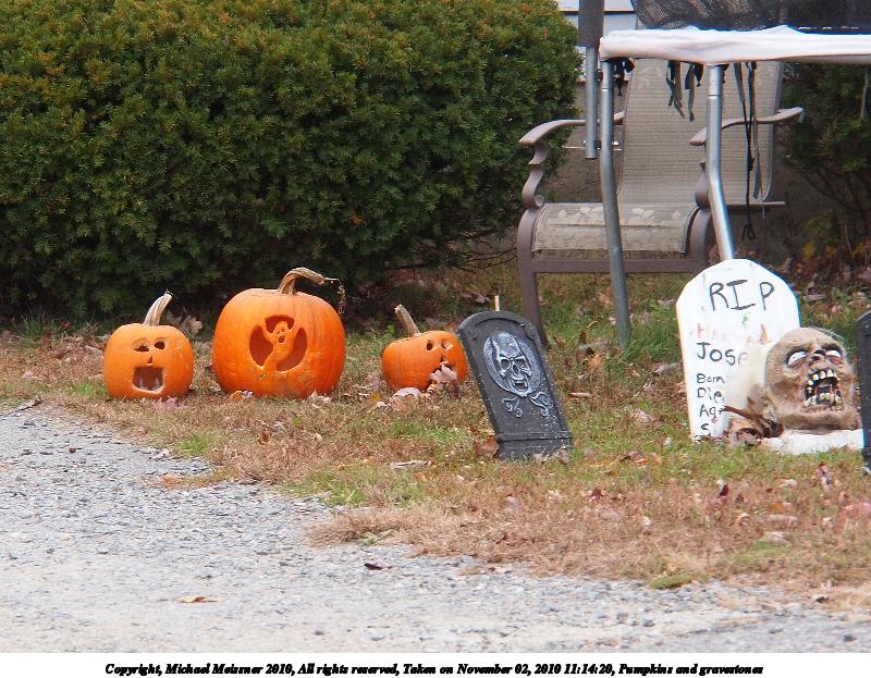 Pumpkins and gravestones