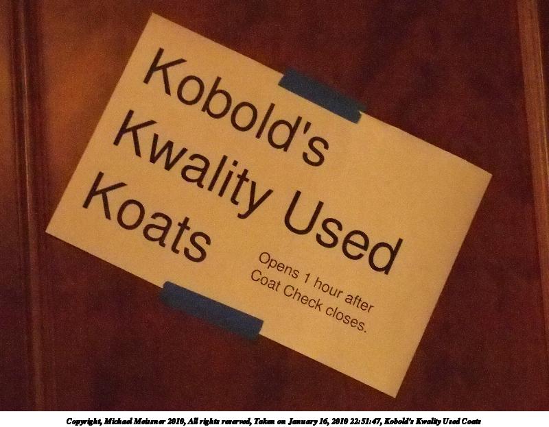 Kobold's Kwality Used Coats