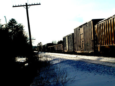 Winter train with heavy contrast