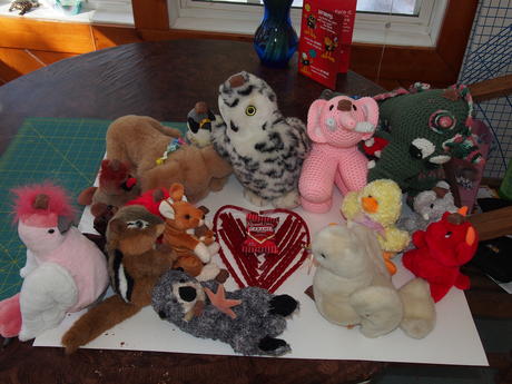 Stuffed animals celebrate Valentines Day