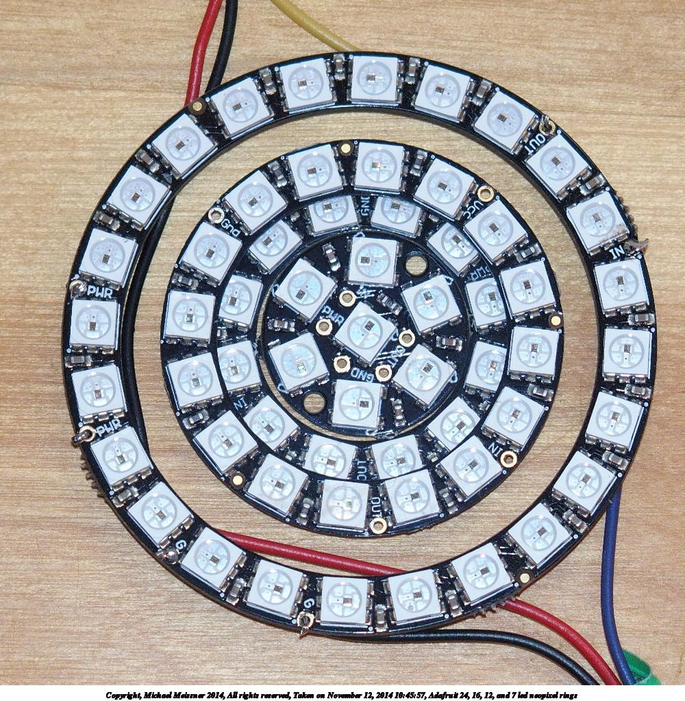 Adafruit 24, 16, 12, and 7 led neopixel rings