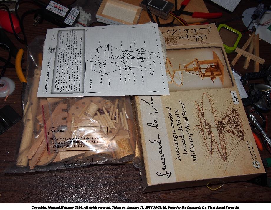 Parts for the Leonardo Da Vinci Aerial Screw kit