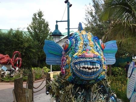 Smiling fish sculpture