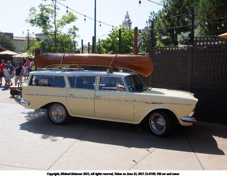 Old car and canoe
