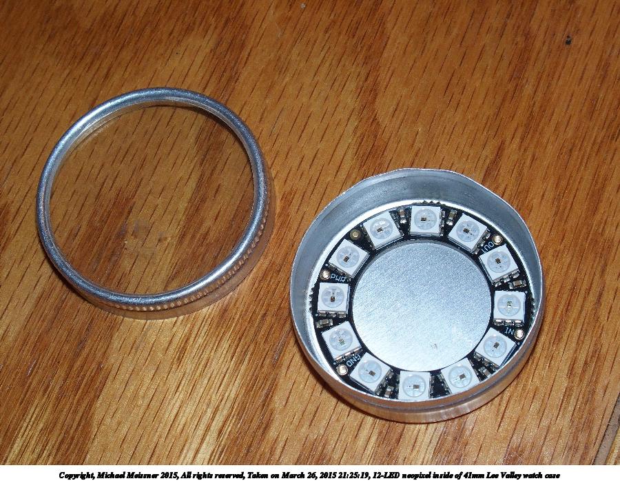 12-LED neopixel inside of 41mm Lee Valley watch case
