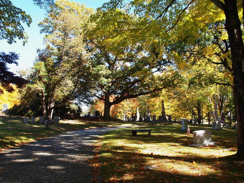 West Parish Cemetery, Anover, MA in fall