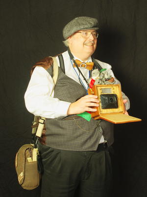 Front of my small steampunk camera taken at the Arisia Photobooth