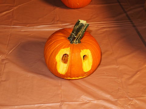 Pumpkin with carved eyes