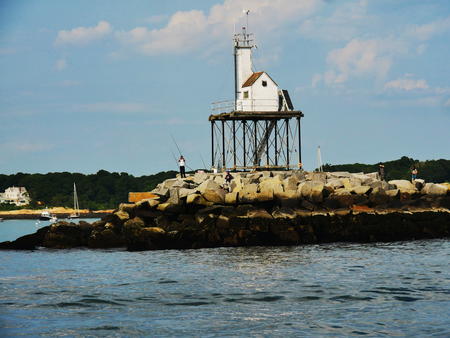 Ten Pound Island Lighthouse and fisherfolk #2