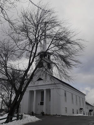 Groton MA Union Congregational Church in winter
