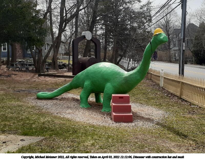Dinosaur with construction hat and mask