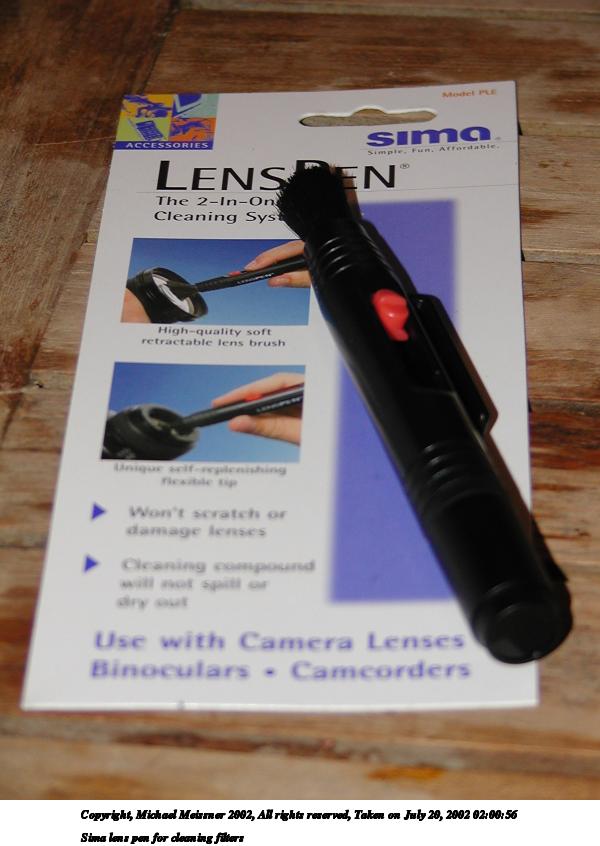 Sima lens pen for cleaning filters