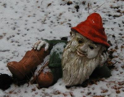 Garden troll in the snow