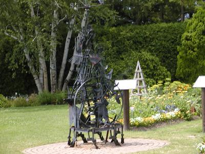 Statue made out of old farm implements