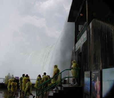 Journey behind the falls observation deck in front of Horseshoe Falls
