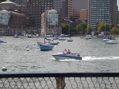 Boston harbor (sailbots & motorboat)