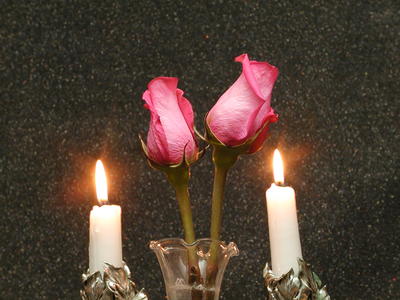 Candles and roses