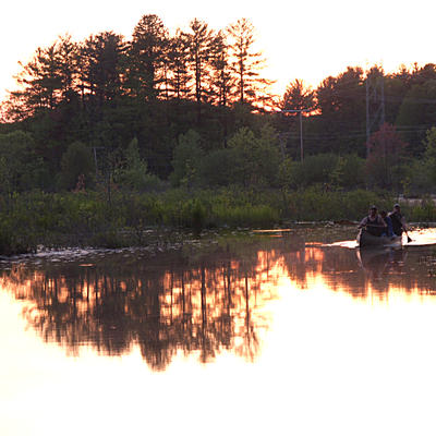 Canoing at sunset