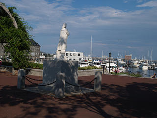 Christopher Columbus overlooking the Boston Harbor