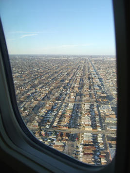 Suburbs from a plane window