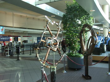 Sculptures at the Manchester airport