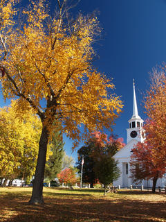 Groton church in fall