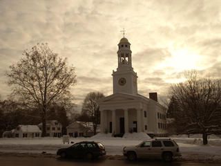 Concord church in the snow
