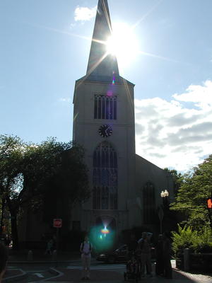Backlit church