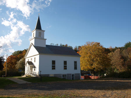 Erving church in fall