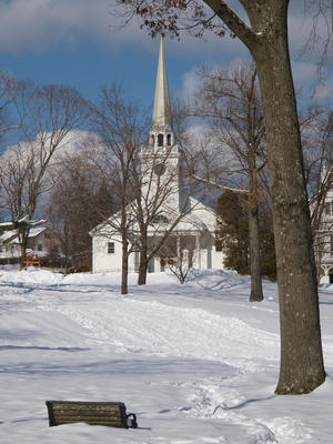 Harvard Unitarian church in the snow #2