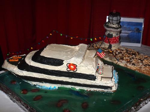 Boat and lighthouse gingerbread house