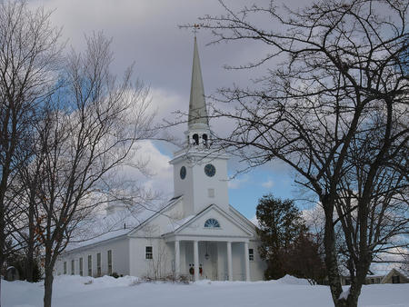 Harvard Unitarian church in the snow #2