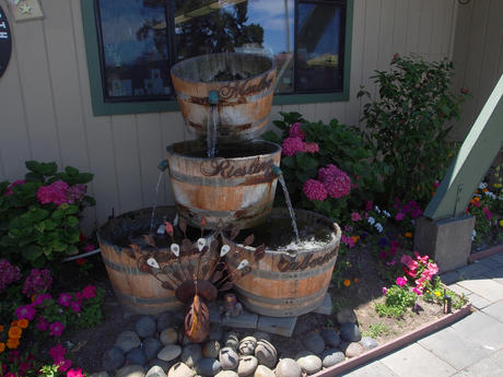 Wine barrel fountain