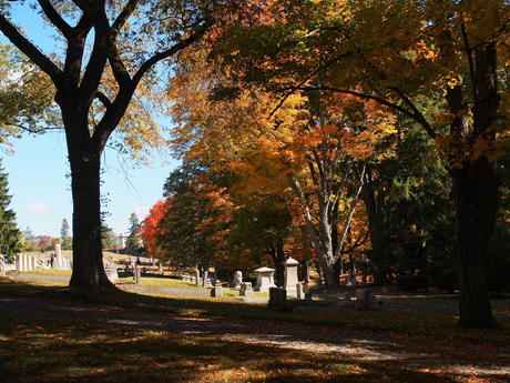Andover Massachusetts' West Parish Garden Cemetery in fall